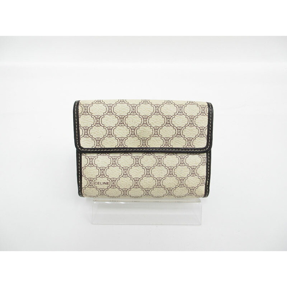 Celine Cream Macadam Wallet Bifold Brown